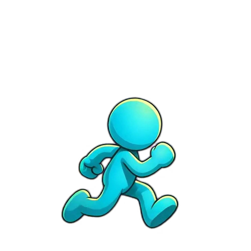 Static fallback showing a blue running character