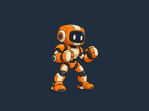 The orange and ivory robot character image used as the only input
