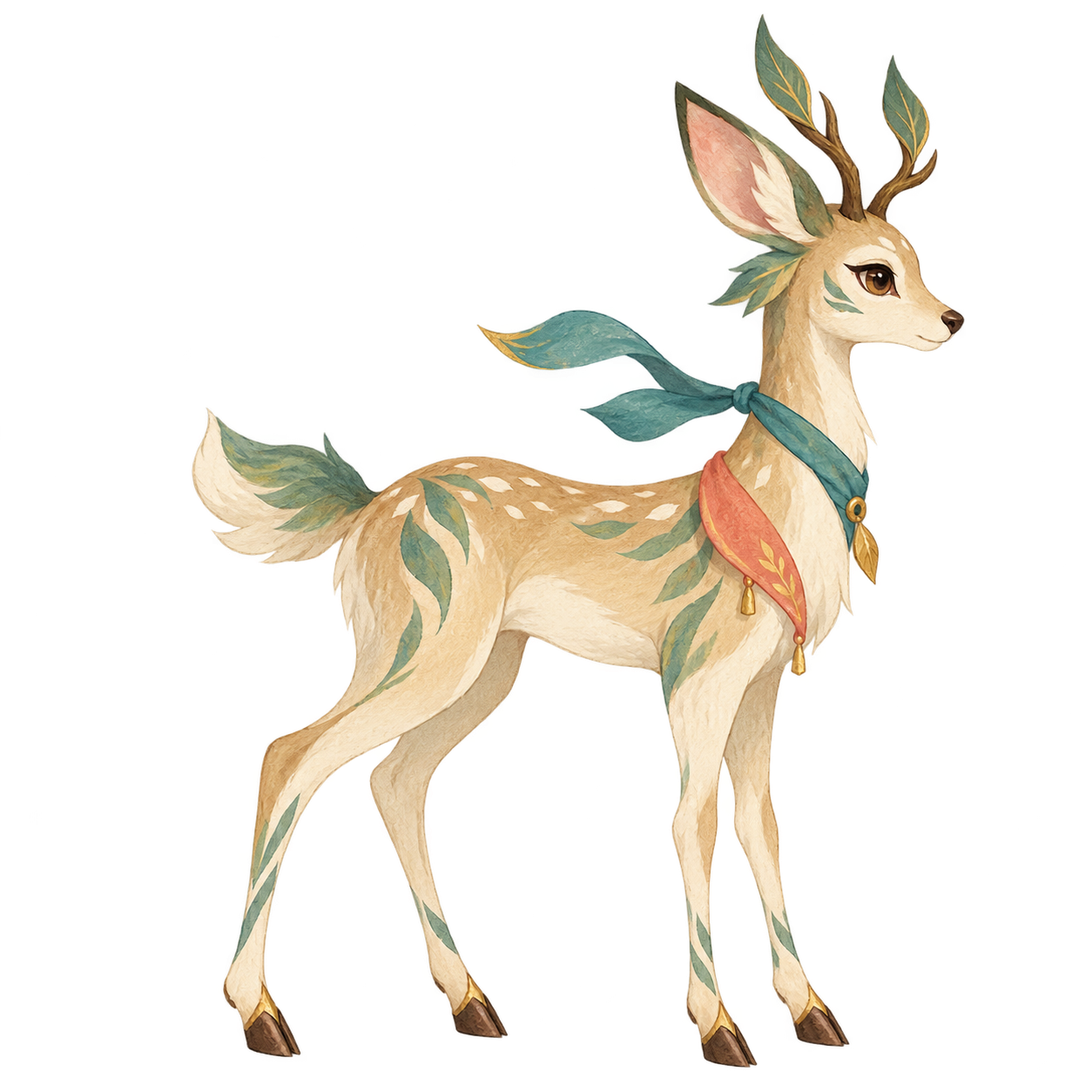Hand-painted forest deer character used as an AnimGen workflow input