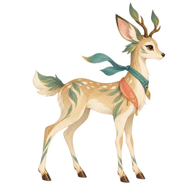 Hand-painted forest deer character used as an AnimGen workflow input