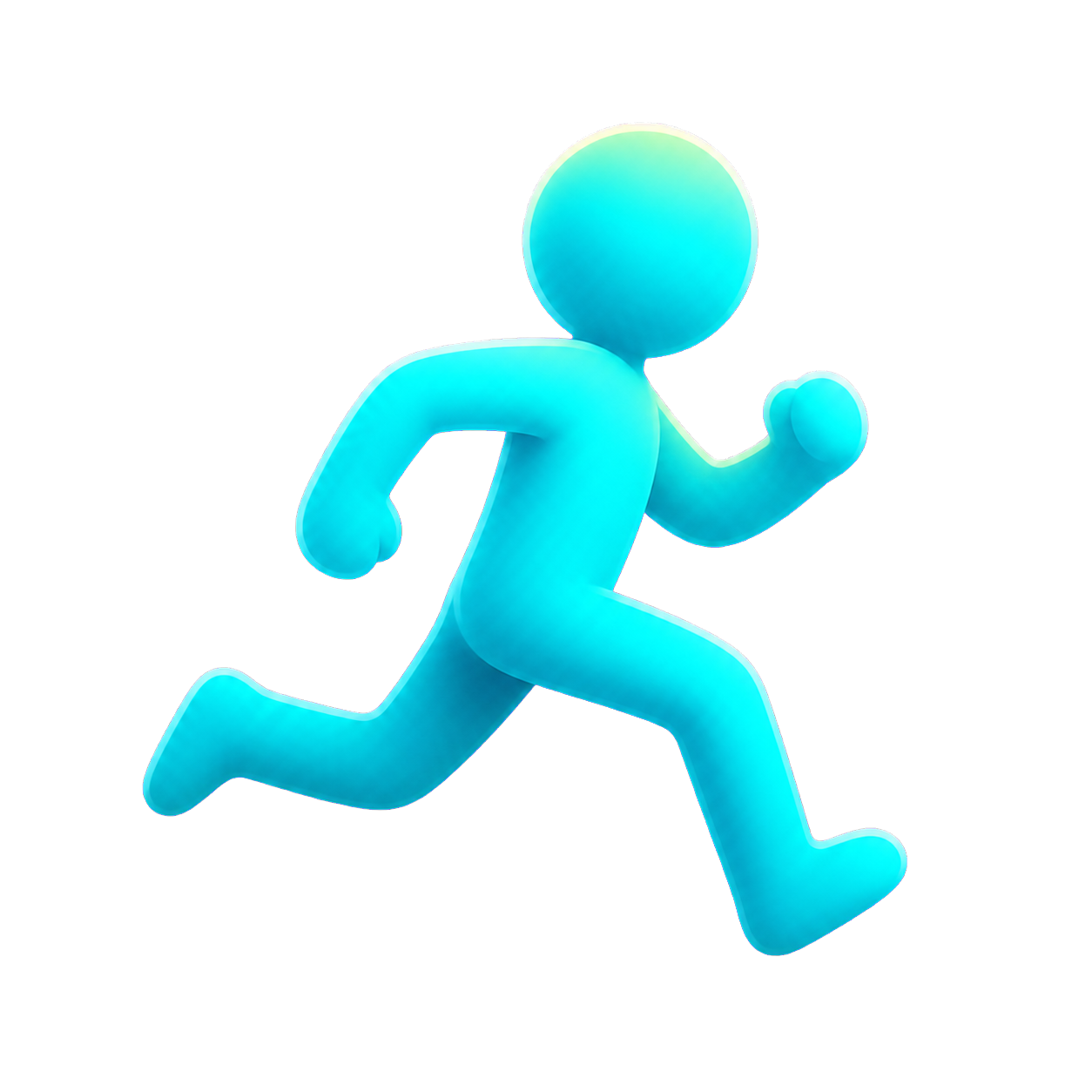 Transparent cyan side-view runner used as an image-to-animation workflow example